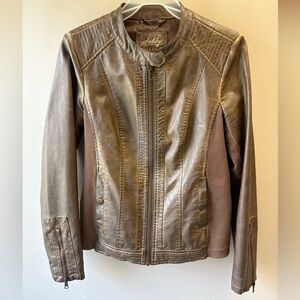 Women's Brown Faux Leather Moto Jacket